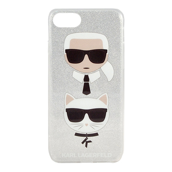 Чехол Karl Lagerfeld Karl and Choupette Hard TPU для iPhone 7/8/SE 2020, серебристый
