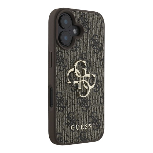 Guess для iPhone 16 чехол PU кожа 4G Big metal logo Brown