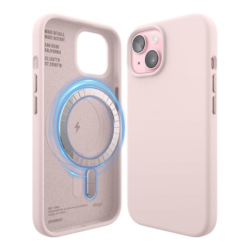 Elago для iPhone 15 чехол Soft silicone (Liquid) Lovely Pink (MagSafe)