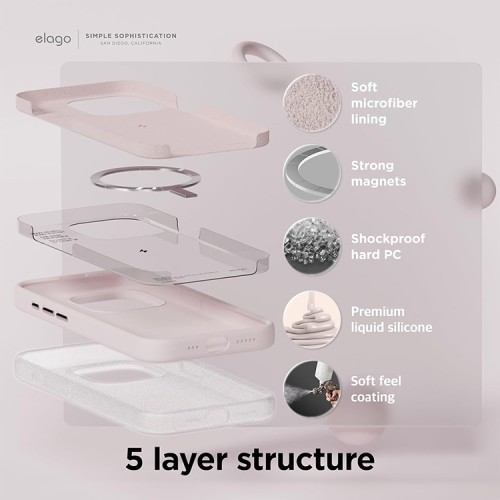 Elago для iPhone 15 чехол Soft silicone (Liquid) Lovely Pink (MagSafe)