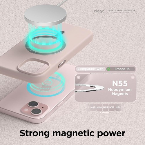 Elago для iPhone 15 чехол Soft silicone (Liquid) Lovely Pink (MagSafe)