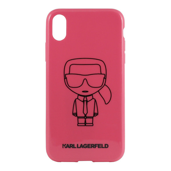 Чехол Karl Lagerfeld Ikonik outlines Hard для iPhone XR, розовый/черный