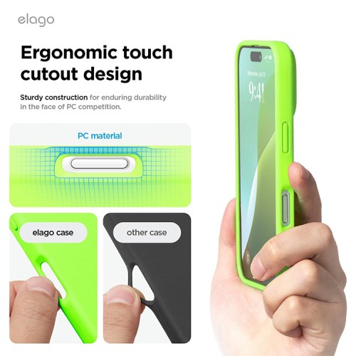Elago для iPhone 16 Pro чехол Soft silicone (Liquid) Lime Green