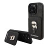 Karl Lagerfeld для iPhone 16 Pro чехол Cardslot Stand PU Saffiano Monogram NFT Karl Ikonik Hard Black