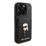 Karl Lagerfeld для iPhone 16 Pro чехол Cardslot Stand PU Saffiano Monogram NFT Karl Ikonik Hard Black