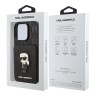 Karl Lagerfeld для iPhone 16 Pro чехол Cardslot Stand PU Saffiano Monogram NFT Karl Ikonik Hard Black