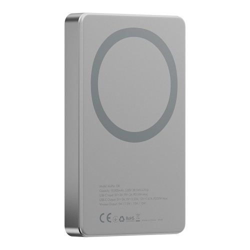 Energea АКБ AluPac 10K, 10000W MagSafe 15W USB-C 20W Ultra Light Aluminium Natural Titanium