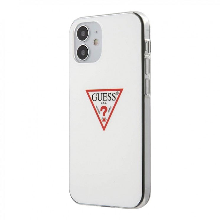 Чехол Guess Shiny Triangle logo Hard для iPhone 12 mini, белый