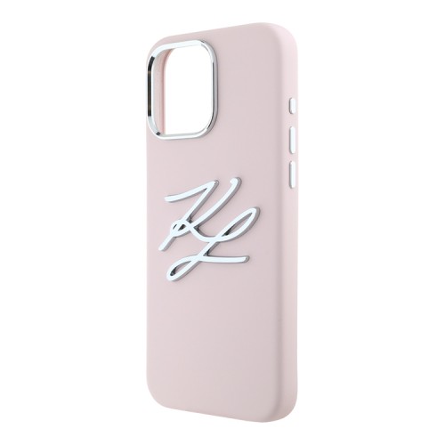 Karl Lagerfeld для iPhone 16 Pro Max чехол Liquid Silicone Metal Logo Initials Hard Pink