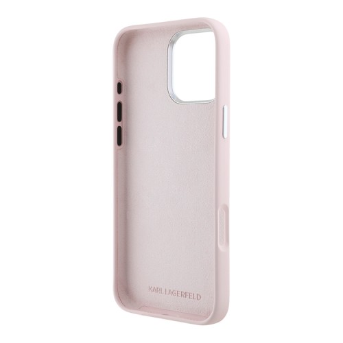 Karl Lagerfeld для iPhone 16 Pro Max чехол Liquid Silicone Metal Logo Initials Hard Pink