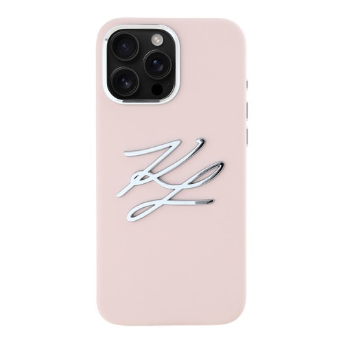 Karl Lagerfeld для iPhone 16 Pro Max чехол Liquid Silicone Metal Logo Initials Hard Pink