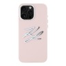 Karl Lagerfeld для iPhone 16 Pro Max чехол Liquid Silicone Metal Logo Initials Hard Pink