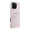Karl Lagerfeld для iPhone 16 Pro Max чехол Liquid Silicone Metal Logo Initials Hard Pink