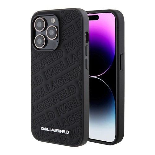 Karl Lagerfeld для iPhone 15 Pro Max чехол PU Quilted Logo pattern Hard Black