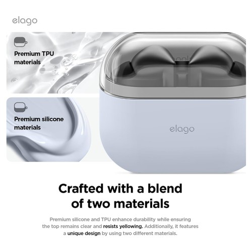 Elago для Galaxy Buds 3/3 Pro чехол Silicone DUO Hang case Clear/Light Blue