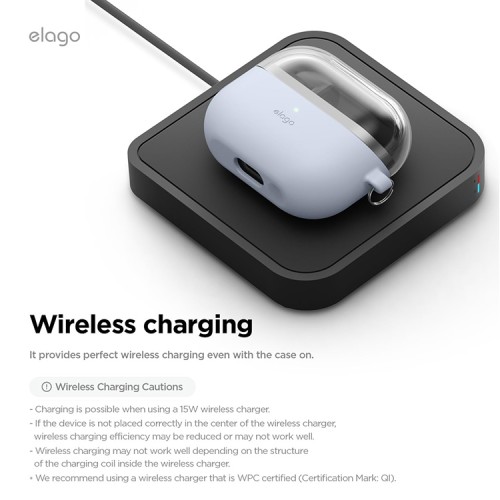 Elago для Galaxy Buds 3/3 Pro чехол Silicone DUO Hang case Clear/Light Blue