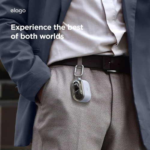 Elago для Galaxy Buds 3/3 Pro чехол Silicone DUO Hang case Clear/Light Blue