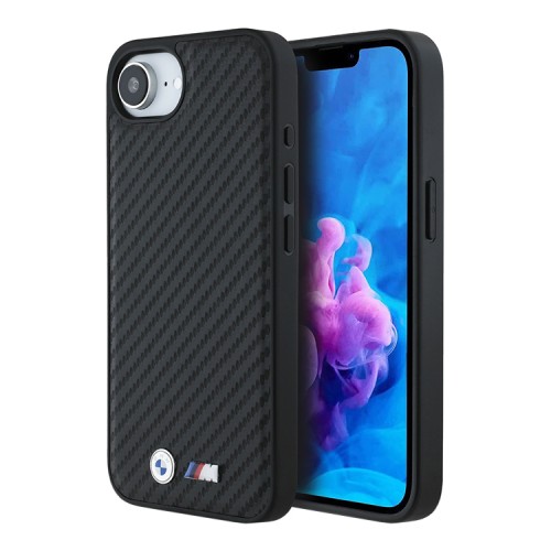 BMW для iPhone 16e чехол M-Collection PU Carbon Metal logo Hard Black (MagSafe)