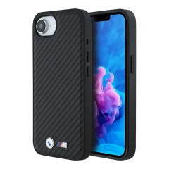 BMW для iPhone 16e чехол M-Collection PU Carbon Metal logo Hard Black (MagSafe)