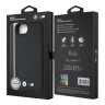 BMW для iPhone 16e чехол M-Collection PU Carbon Metal logo Hard Black (MagSafe)