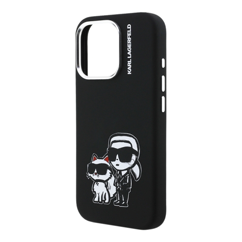 Karl Lagerfeld для iPhone 15 Pro Max чехол Liquid Silicone Sketch Karl&Choupette Black (MagSafe)