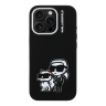 Karl Lagerfeld для iPhone 15 Pro Max чехол Liquid Silicone Sketch Karl&Choupette Black (MagSafe)