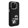 Karl Lagerfeld для iPhone 15 Pro Max чехол Liquid Silicone Sketch Karl&Choupette Black (MagSafe)