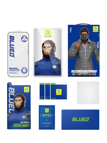 BlueO стекло для iPhone 17 Pro/17/16 Pro, Large arc Anti-Dust with Dustproof receiver Black