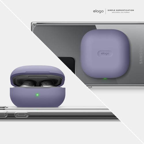 Силиконовый чехол Elago Silicone case для Galaxy Buds 2/Live/Pro, Lavender Grey