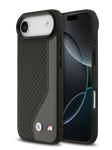 BMW для iPhone Air чехол M-series PU Carbon/Smooth Metal logo Hard Black/Grey (MagSafe)