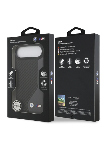 BMW для iPhone Air чехол M-series PU Carbon/Smooth Metal logo Hard Black/Grey (MagSafe)