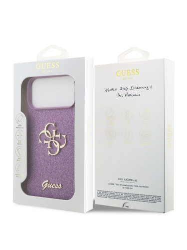 Guess для iPhone 17 Pro Max чехол Fixed Glitters 4G Big metal logo Hard Lilac