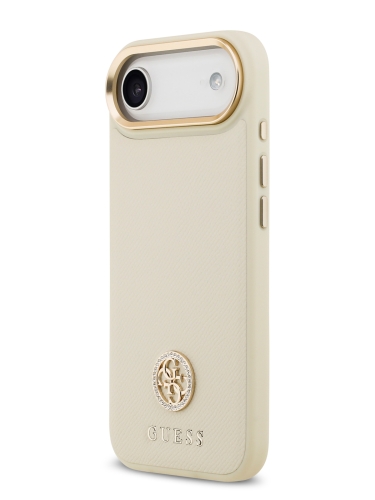 Guess для iPhone Air чехол PU Grained 4G Diamond metal logo Gold camera Hard Beige (MagSafe)