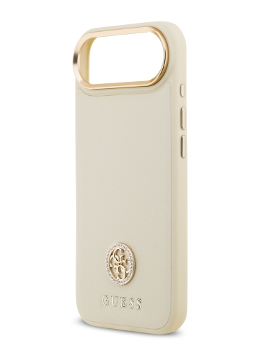 Guess для iPhone Air чехол PU Grained 4G Diamond metal logo Gold camera Hard Beige (MagSafe)