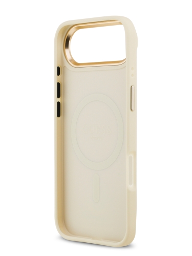 Guess для iPhone Air чехол PU Grained 4G Diamond metal logo Gold camera Hard Beige (MagSafe)