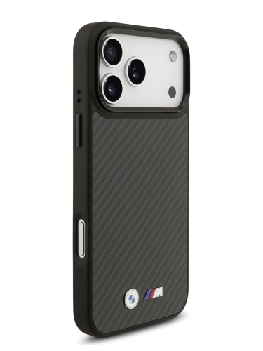 BMW для iPhone 17 Pro Max чехол M-series Kevlar Matt Metal logo & Cam Hard Black (MagSafe)