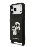 Karl Lagerfeld для iPhone 17 Pro Max чехол Crossbody cardslot PU Saffiano NFT Karl&Choupette Hard Black
