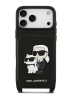 Karl Lagerfeld для iPhone 17 Pro Max чехол Crossbody cardslot PU Saffiano NFT Karl&Choupette Hard Black
