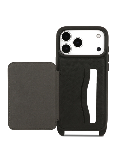 Karl Lagerfeld для iPhone 17 Pro Max чехол Crossbody cardslot PU Saffiano NFT Karl&Choupette Hard Black