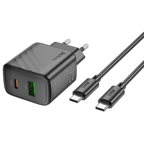 HOCO сетевое зарядное устройство CS23A Sunlight charger set Type-C PD30W + USB-A QC3.0 +кабель C-to-C Black