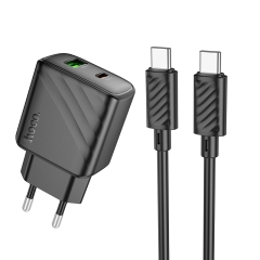 HOCO сетевое зарядное устройство CS23A Sunlight charger set Type-C PD30W + USB-A QC3.0 +кабель C-to-C Black