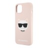Чехол Karl Lagerfeld Liquid silicone Choupette Hard для iPhone 13, розовый