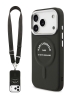 Karl Lagerfeld для iPhone 17 Pro чехол Crossbody PU RSG logo & Metal Cam Hard + Strap Black (MagSafe)