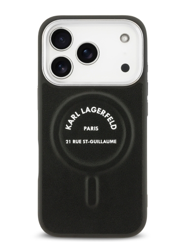 Karl Lagerfeld для iPhone 17 Pro чехол Crossbody PU RSG logo & Metal Cam Hard + Strap Black (MagSafe)
