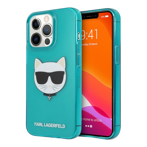 Чехол Karl Lagerfeld TPU FLUO Choupette Hard для iPhone 13 Pro, голубой