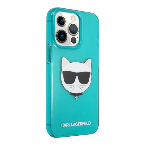 Чехол Karl Lagerfeld TPU FLUO Choupette Hard для iPhone 13 Pro, голубой