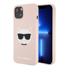 Karl Lagerfeld Liquid silicone Choupette Hard чехол для iPhone 13 mini, розовый