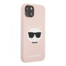 Karl Lagerfeld Liquid silicone Choupette Hard чехол для iPhone 13 mini, розовый