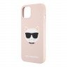Karl Lagerfeld Liquid silicone Choupette Hard чехол для iPhone 13 mini, розовый