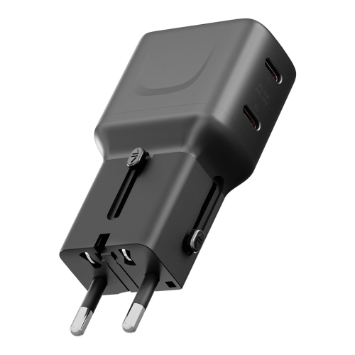 Energea СЗУ TravelGo adapter 65, 2USB-C PD65W 150 countries Gunmetal